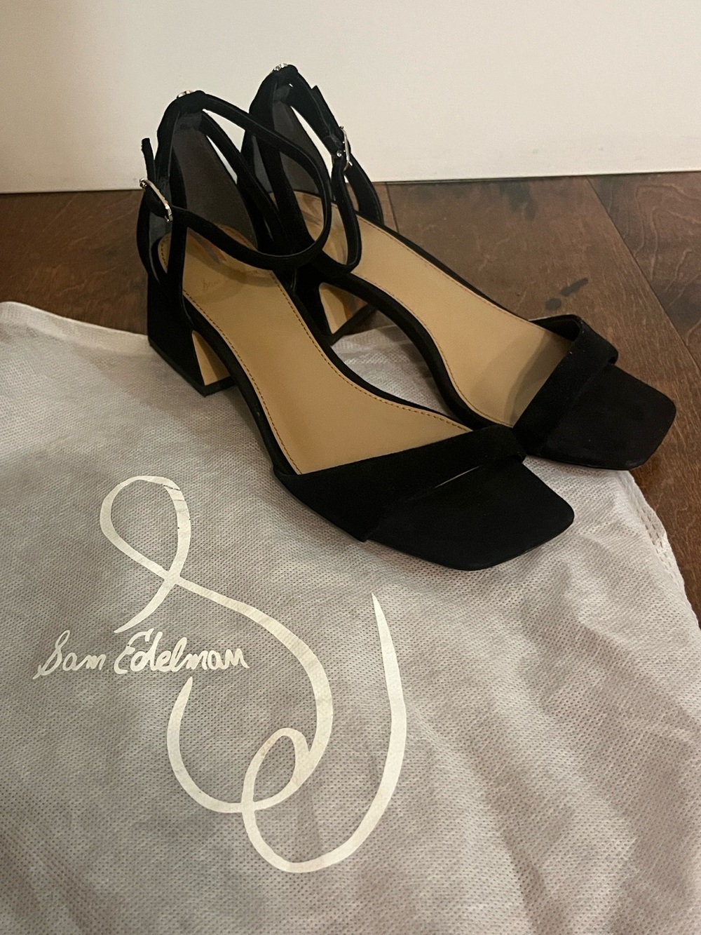 Sam Edelman Wilson Sandal - Black Suede Block Heel - worn only a few times